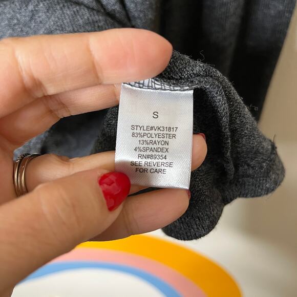 Adrienne Vittadini Sweater Small Rhinestone Keyhole Mock Neck Women's Gray NWT - Picture 7 of 8